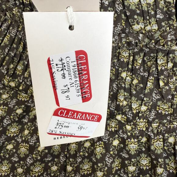 NWT Rebecca Taylor Womens Feather Fleur Print Ruched Neck Peasant Brown Shirt 0 - Picture 11 of 14